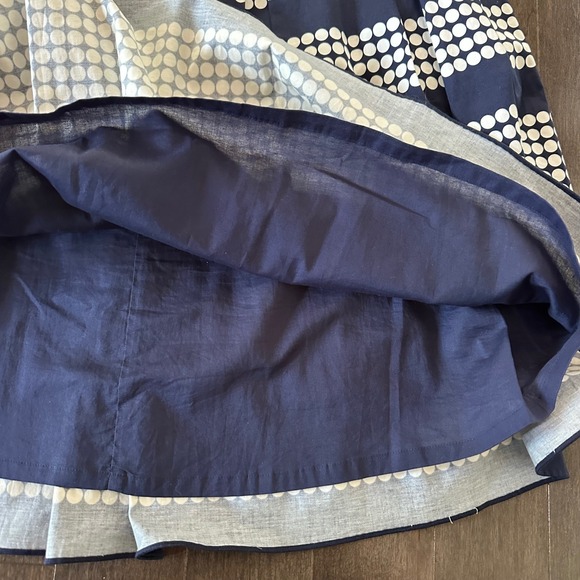Talbots Midi Pleated Skirt Polka Dot Stripped Preppy Coastal Navy White 2 - Picture 5 of 8